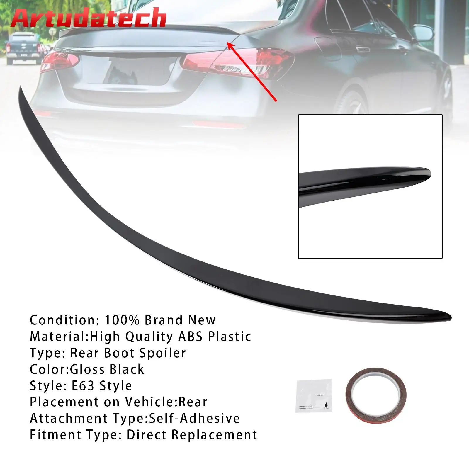

Глянцевый черный задний спойлер Artudatech для Mercedes-Benz E-Class W213 E63 Style 2020+