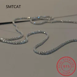 Gargantilla Brillante De plata de ley 925, collar de clavícula brillante, joyería italiana de nueva tendencia, cadena corta Lisa a la moda, 2021