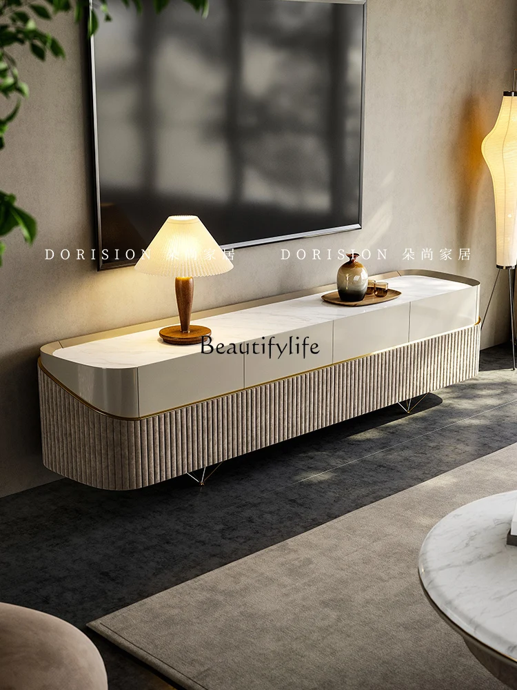 

Light luxury marble TV cabinet living room home storage floor cabinet modern and simple