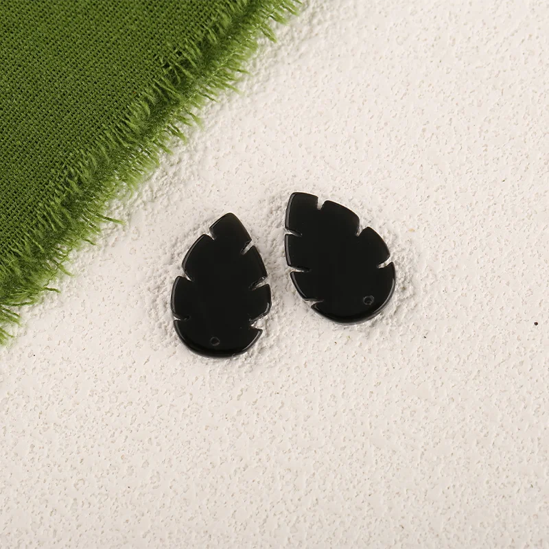 

Handmade Jewelry Obsidian Stone Carved Leaf Earring Bead,Natural Stone Earrings Accessories For Women 22x14x2mm 3.9g