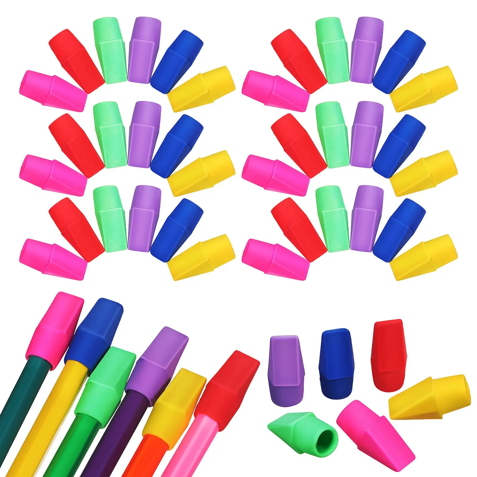 120 Pcs Colorful Pencil Top Erasers Bulk Smudge Free Corrections Protective Caps For Teachers Artists School Use