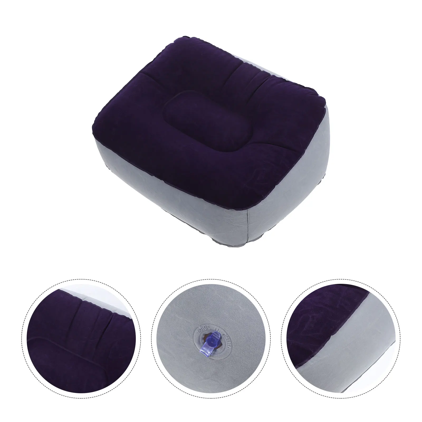 

2 pcs Inflatable Foot Rest Cushion Flocking Pvc Comfortable Travel Footrest For Plane Car Office Home Use Collapsible Portable