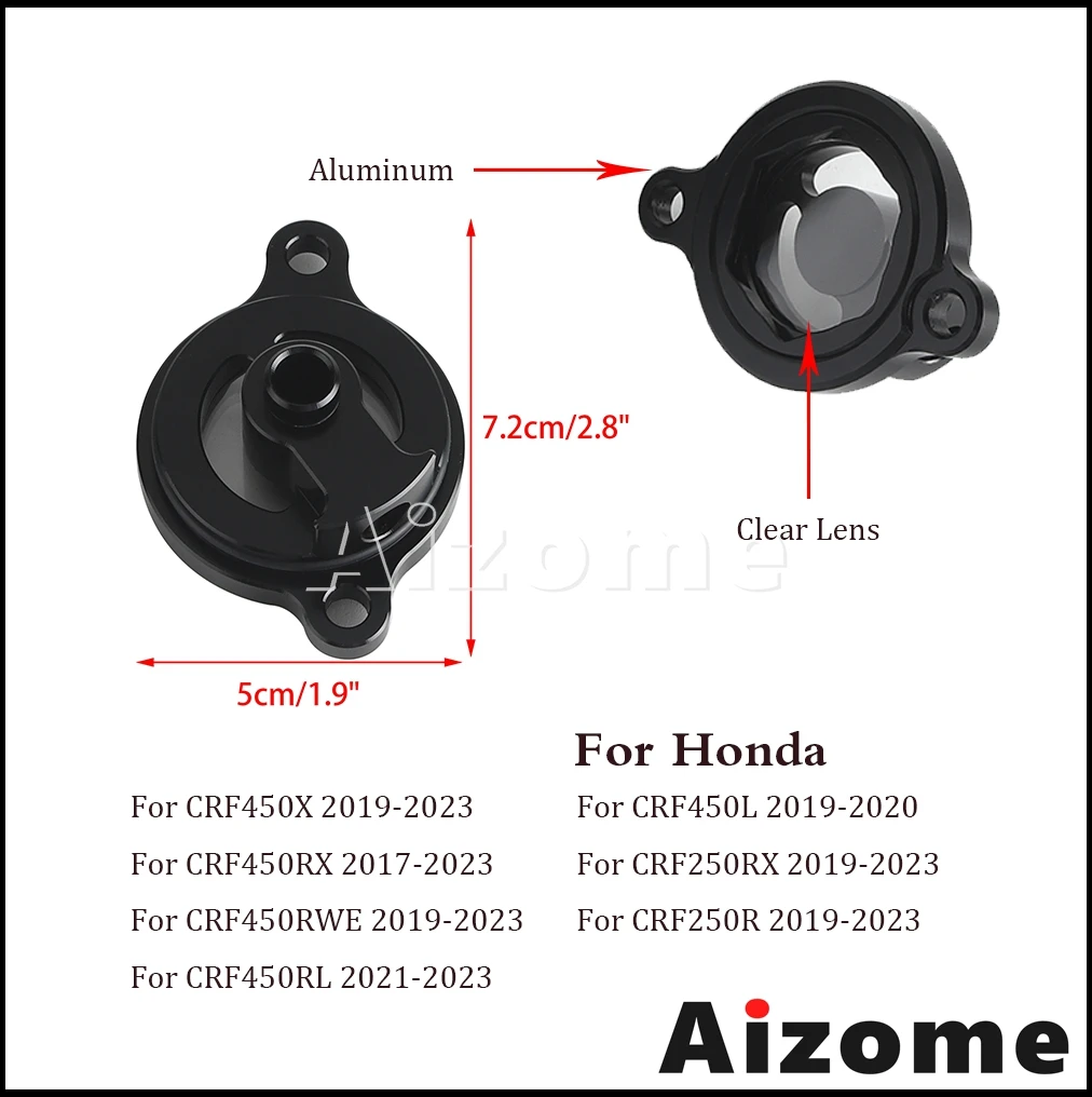 Motorcycle Filter Cap Transparent Aluminum Dirt Bike Engine Oil Cover Parts For Honda CRF 450X 450R 450RL 450RX 450RWE 250 R RX