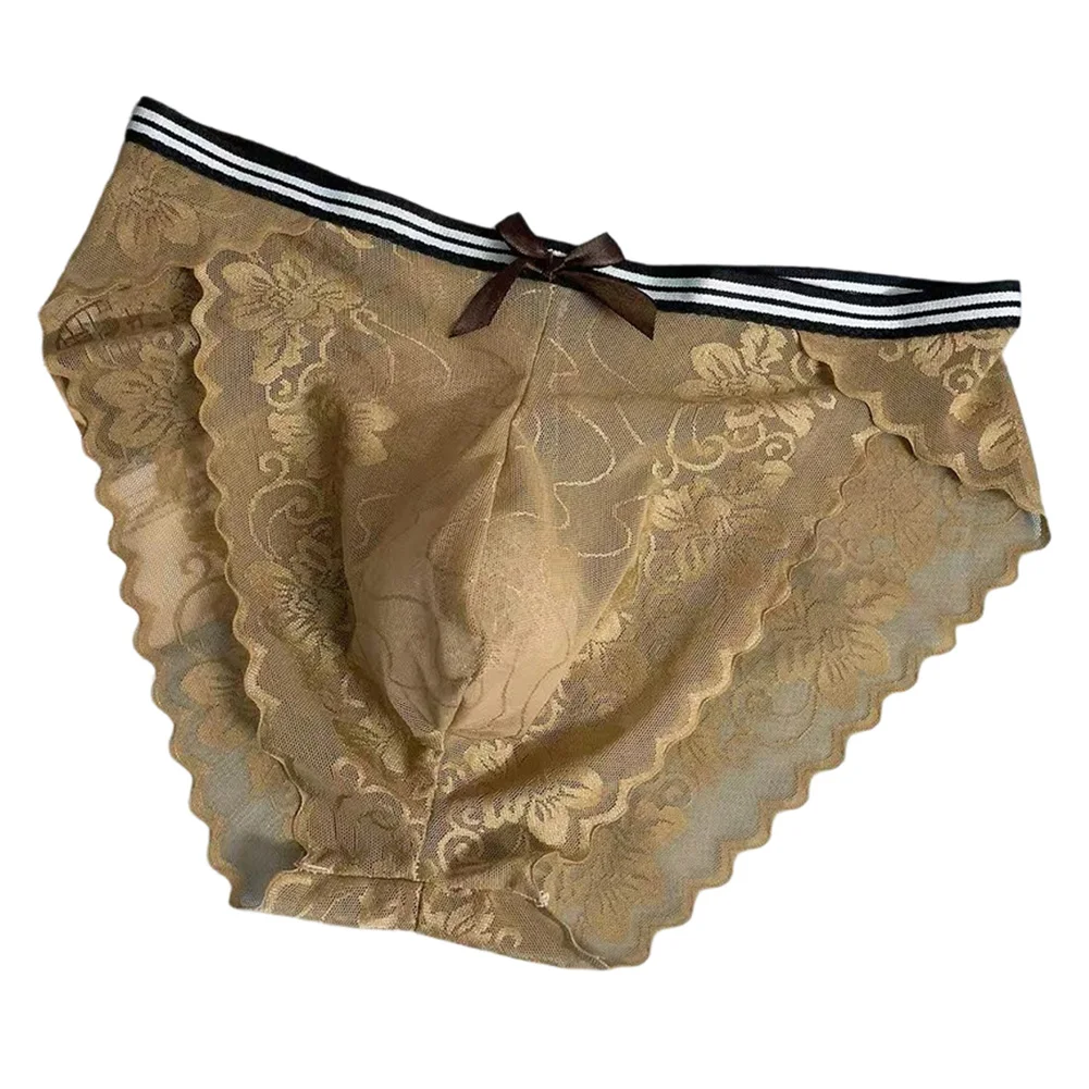 Men Stripe Underwear For Man See Through Breathable Seamless Japanese Thongs Lace Briefs Extreme Men's Panties Men's Underpants