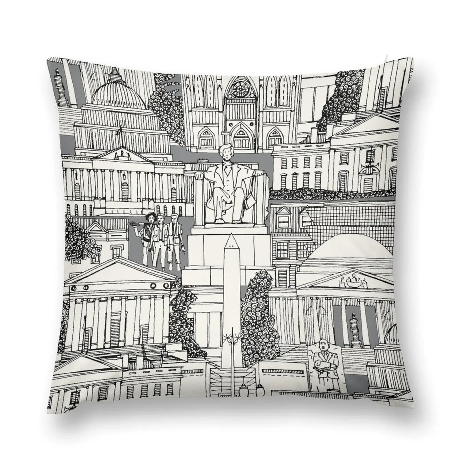 Washington DC toile gray Throw Pillow Cusions Cover christmas decorations for home 2025 pillow