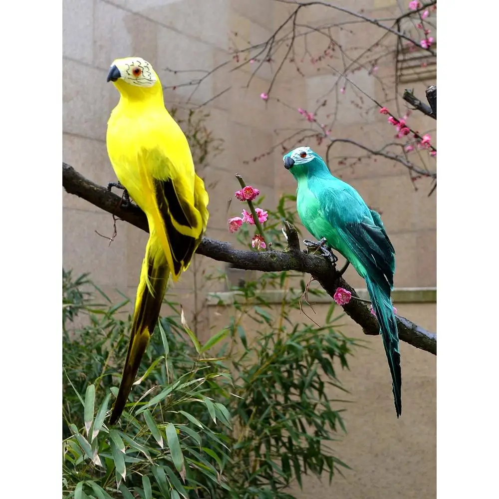 ريش طيور اصطناعية، نموذج ببغاء صغير، ديكور للحدائق والمنازل، زخرفة للمناظر الطبيعية، حرفة يدوية، زينة معلقة، لعبة طيور واقعية #5