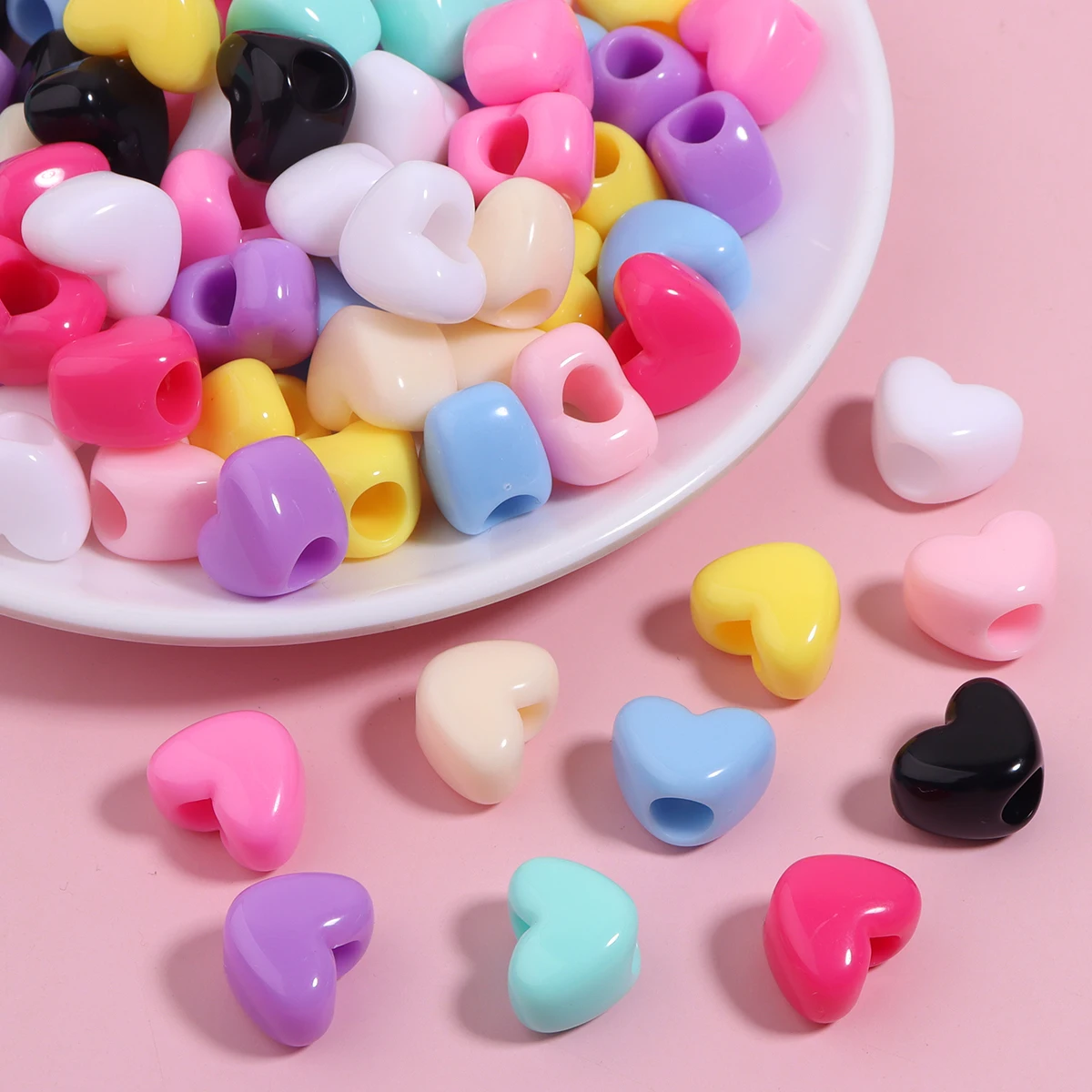 30/50pcs Acrylic Candy Color Beads Square Heart Flowers Shaped Spacer Beads for DIY Necklace Bracelet Jewelry Making Finding image 4