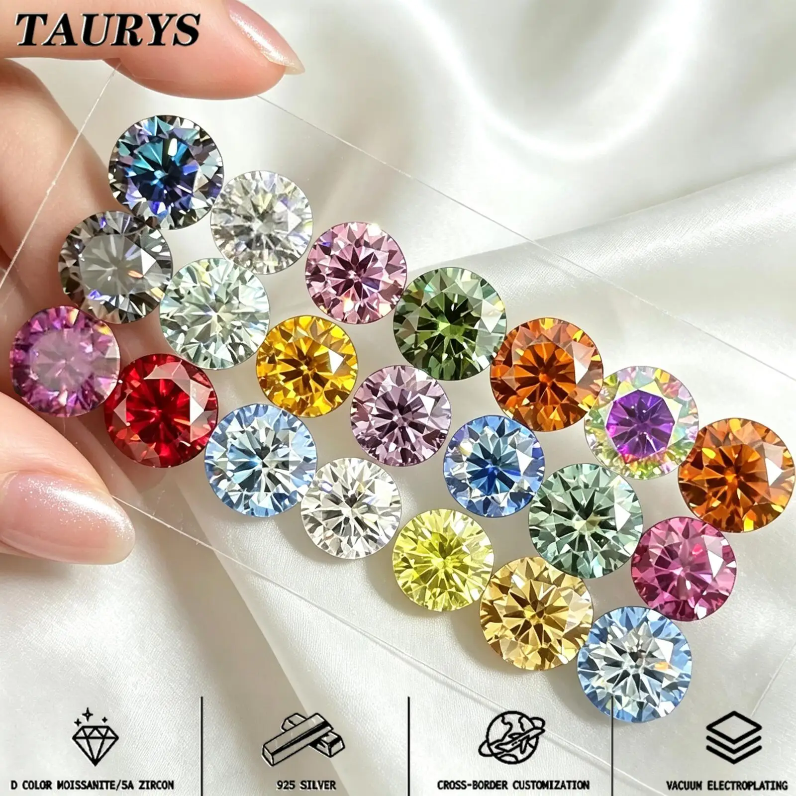 TS Loose Stone Excellent Cut 3-11mmDiamond Wholesale Round Moissanite Pink/ Red /yellow/blue /green /purple