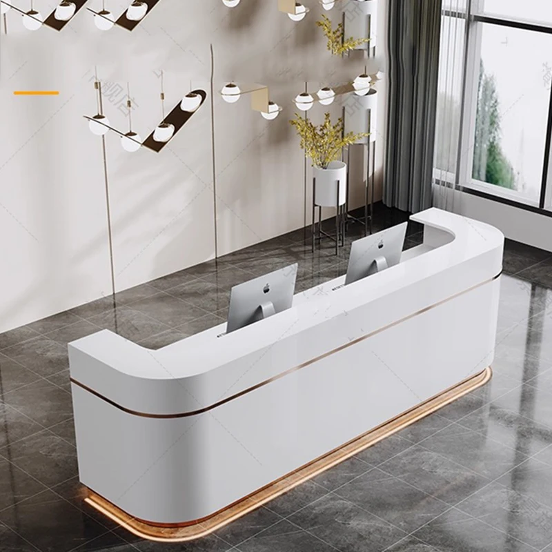 Long Organizers Reception Desks Shop Luxury Beauty Shelves Modern Reception Desks Aesthetic Company Bureau Trendy Furniture