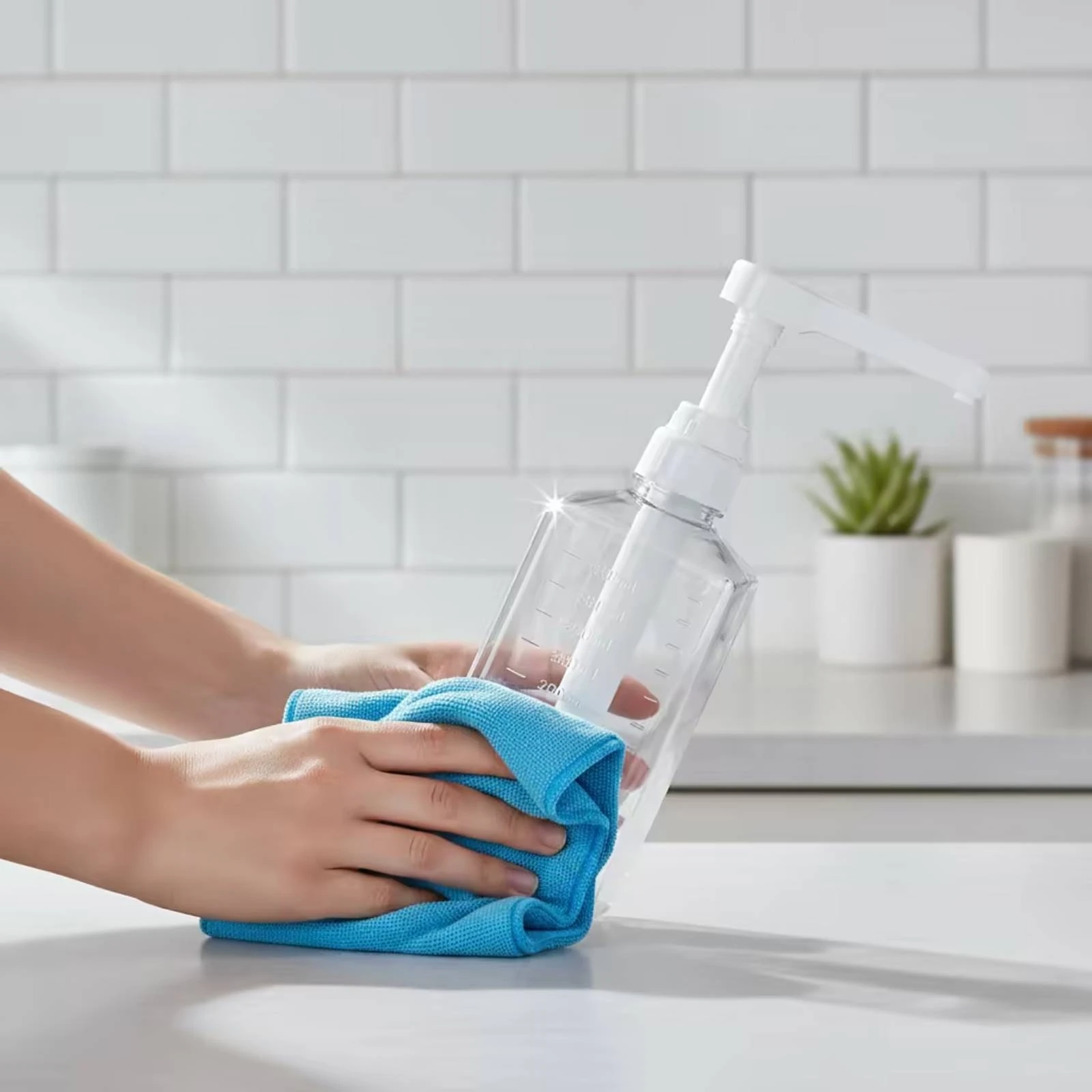 Syrup Dispenser with Pump Food-Safe Sauce Dispenser with Pump Bottle with Measuring Scale Transparent Container Clear view 5