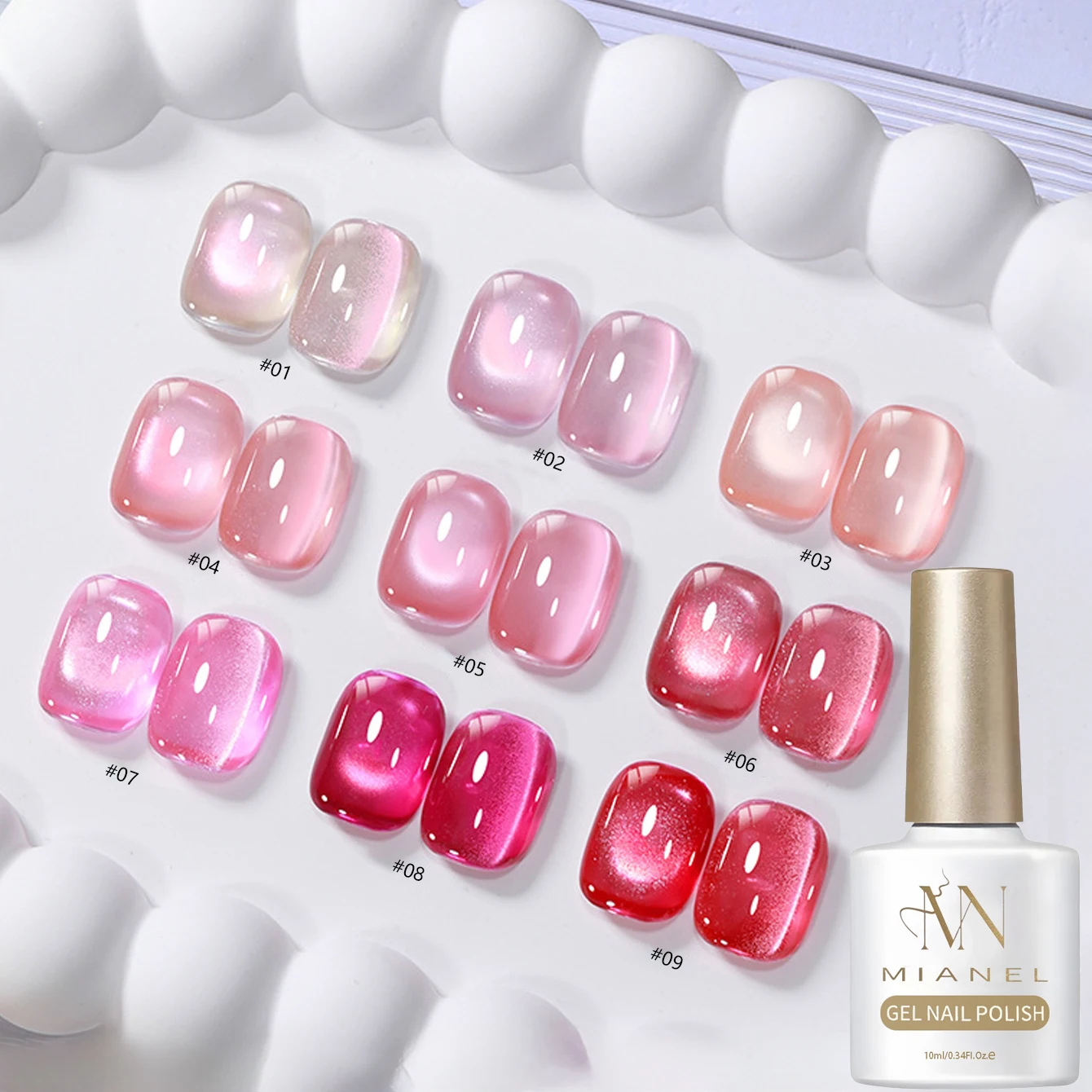 Nude Pink Cat Eye Gel Polish 2026 New 9 Color Strobe Dragon Fruit Pink Glass Bead Magnet Cat Eye Gel Nail Polish Pink Nails