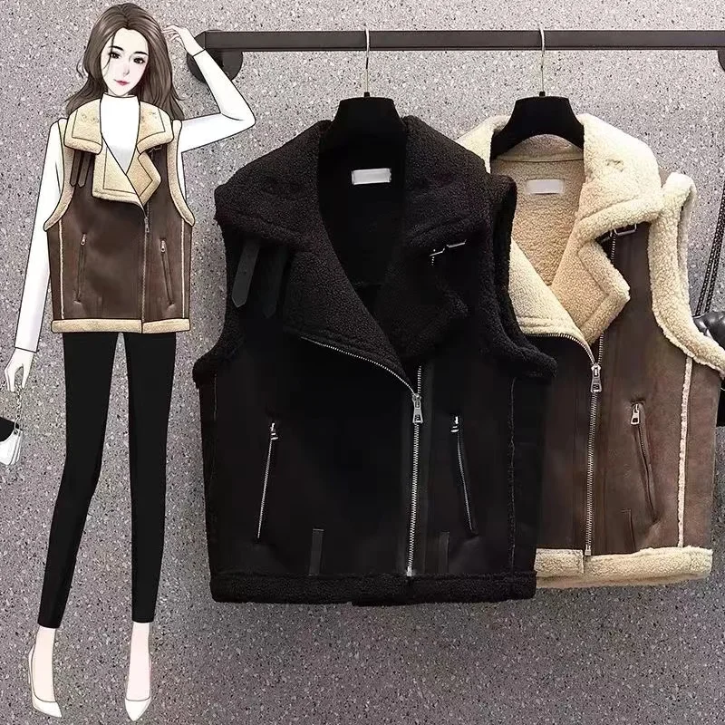 

Sleeveless Jacket Female PU Leather Vest Coat Women 2024Autumn winter New Motorcycle Waistcoat Loose Outerwear Novel Popular Top