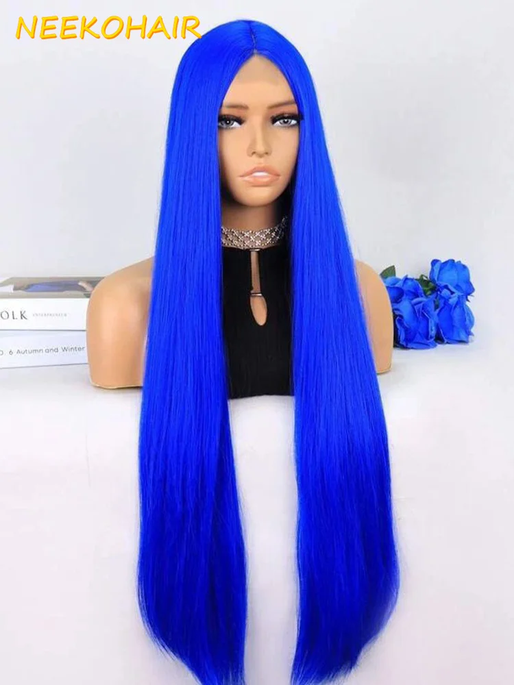 Royal Blue13x6 HD Lace Frontal Human Hair Wig Pink 13x4 Transparent Lace Front Or 4x4 Closure Colored Wigs For Women Pre Plucked