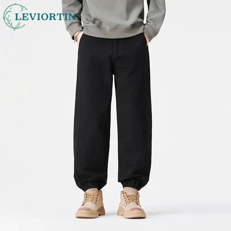 

Мужские весенне-осенние новые модные универсальные молодежные свободные и простые однотонные спортивные повседневные брюки для медленного бега