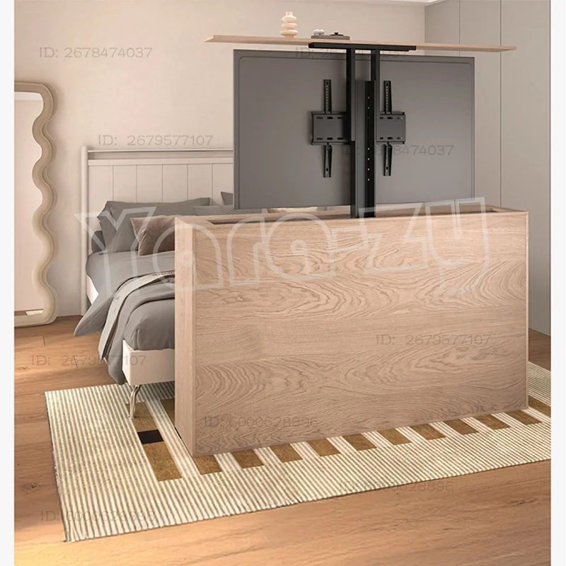 Electric lift TV stand for 32-80 inch displays Movable lift LCD TV stand Hidden electric lift stand don't include wooden furnitu