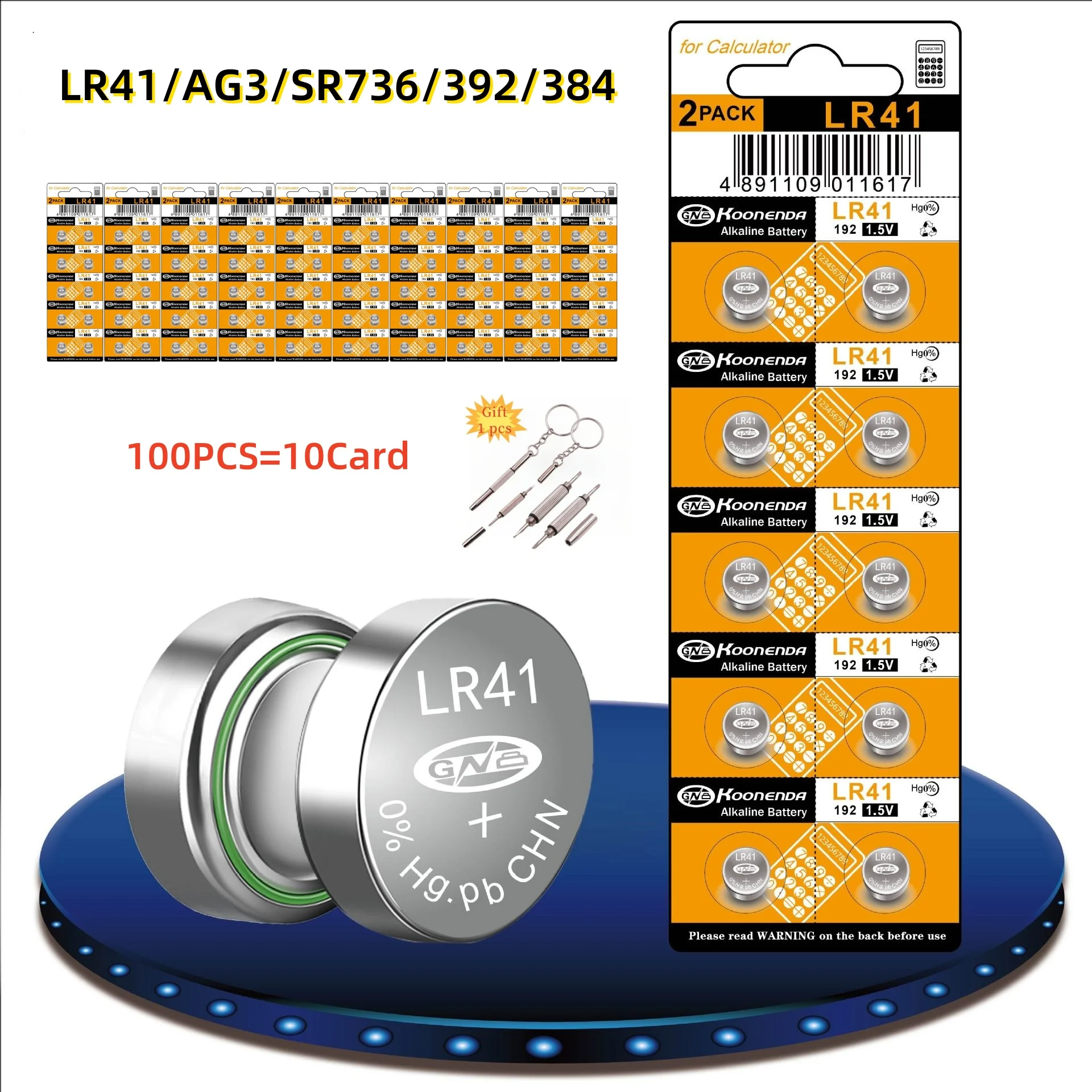 

100PCS AG3 LR41 Batteries SR736 392 384 192 Alkaline Battery 1.5V Button Coin Cell Batteries For Watch