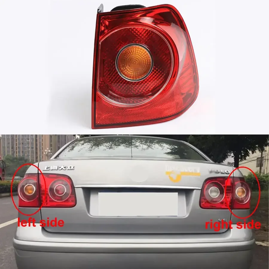 

For Volkswagen VW Polo 2006 2007 2008 2009 2010 Sedan Outer Taillight Real Brake Lamp Housing Tail Lights No Line No Light 1PCS