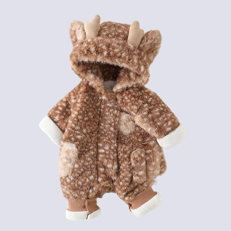 IYEAL  Baby Winter Thick Fleece Jumpsuit Christmas And New Year Jumpsuit Baby Super Cute Cotton Coat Outdoor Warm Jacket