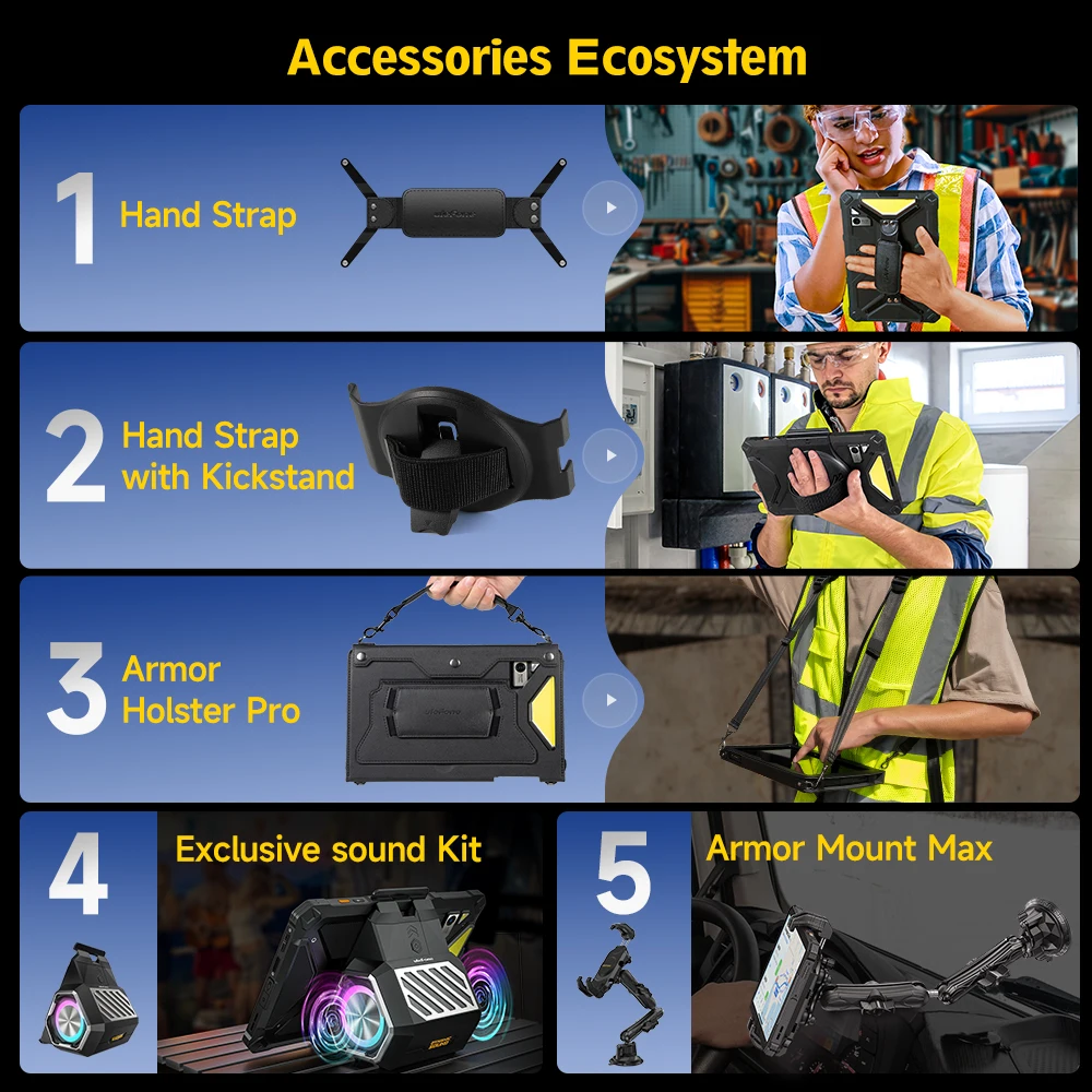 Ulefone Armor Pad 4 Ultra 5G Robustes Tablet Android IP68/IP69K Smart Pad 11800 mAh Akku 8 GB + 256 GB 10,36 Zoll LED-Licht Tablets PC