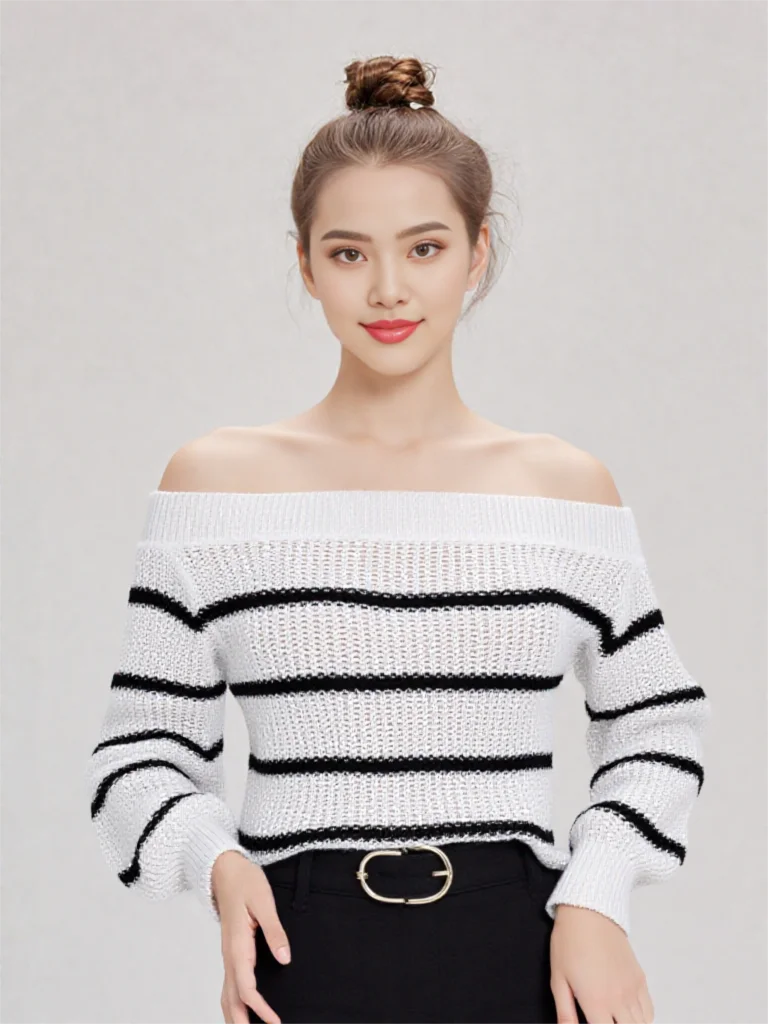 Damen-Pullover, schulterfrei, Herbst-Outfits, modisch, 2025, übergroßer Strickpullover, Fledermaus-Langarm, Häkelpullover, Kleidung