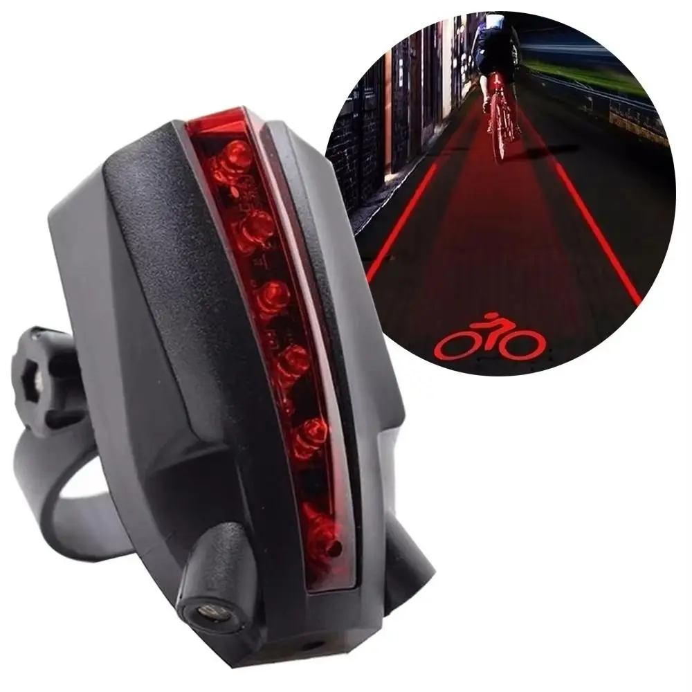 Durable Plastic Bicycle 2 Laser Projector Red Light 5 LED Red Lamp Beam Bike Lights