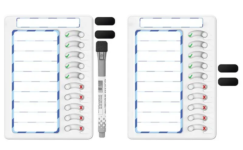 Dry Erase Checklist Board White Board Planner and Grocery List Organizer Kitchen Refrigerator With10 Sliders And Magnetic Marker