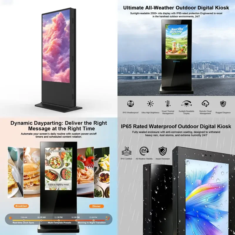 for Customizable 55 Inch Outdoor Dual Screen Kiosk Capacitive Interactive Advertising Display for Retail Stores and Shopping