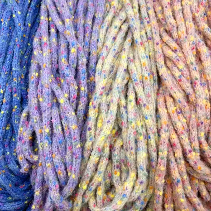 Colorful Fried Dough Twists Wool Hollow Ribbon 1cm Yarn Knitting Rope DIY Headband Clothing Accesso Sweater Hat Rope