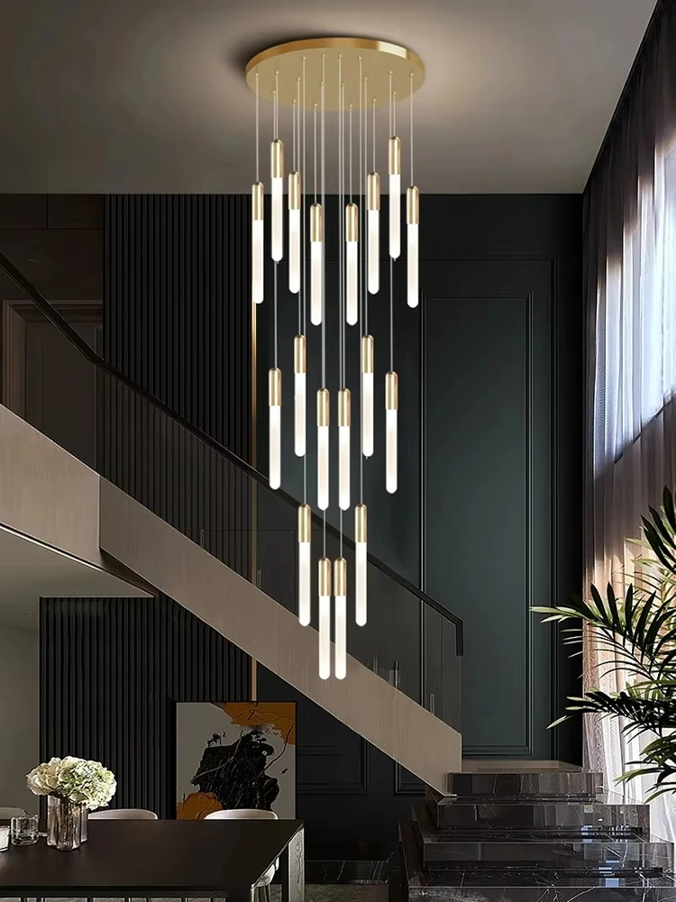 

Nordic Led Chandeliers Kitchen Staircase Hanging Lamps Minimalism Villa Living Room Ceiling Chandelier Home Decoration Lighting