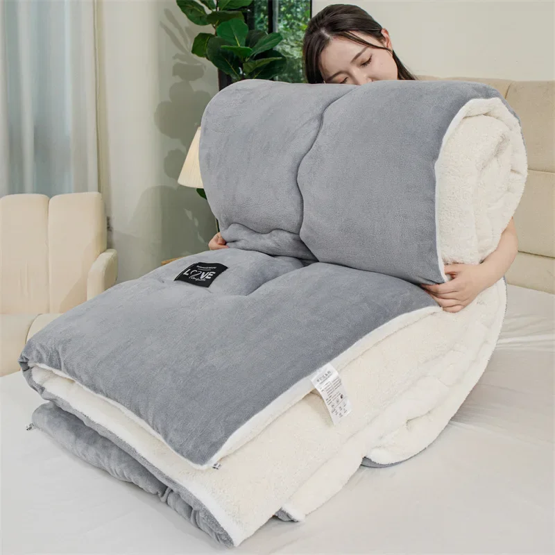 Newest Lamb Velvet Quilt Plus Velvet Thickening Autumn and Winter Warm Winter Student Dormitory Home Single and Double Quilt