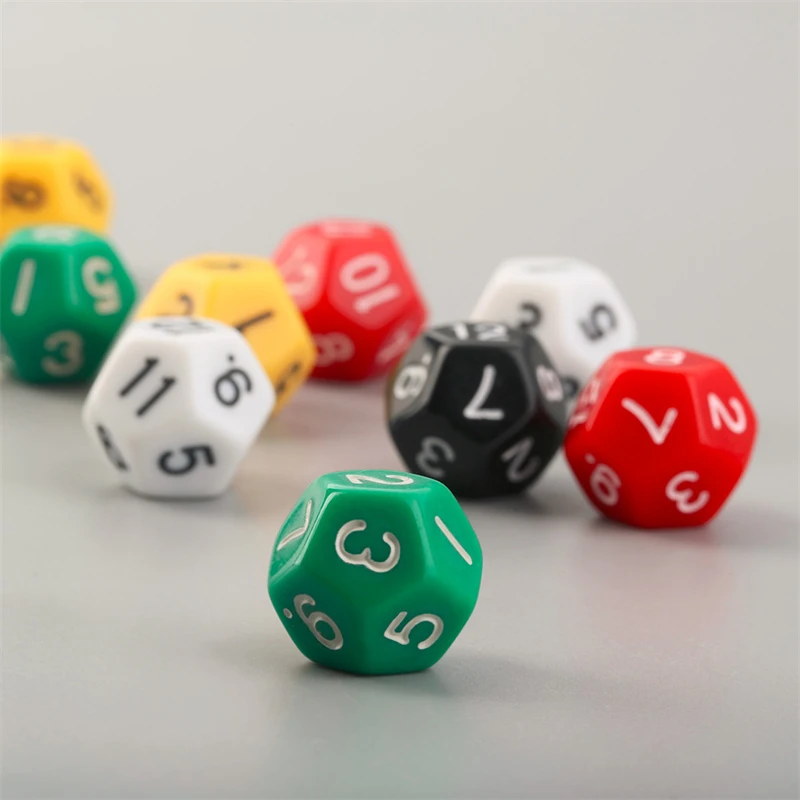 10Pcs/set D12 Digital Dice 12-sided Colorful Acrylic Dice For Board Game Accessories Educational Supplies