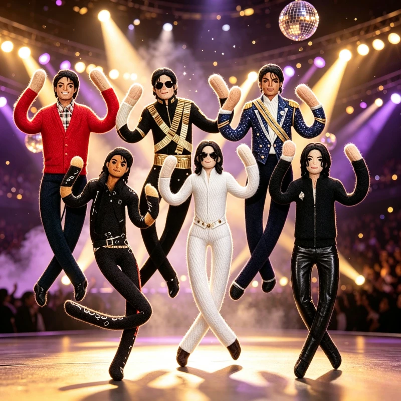 1~6PCS Michael Jackson 28cm Cosplay Prop Doll Plush Stuffed Figure Dolls Room Decoration Abstract Joint Mobility Props Gift