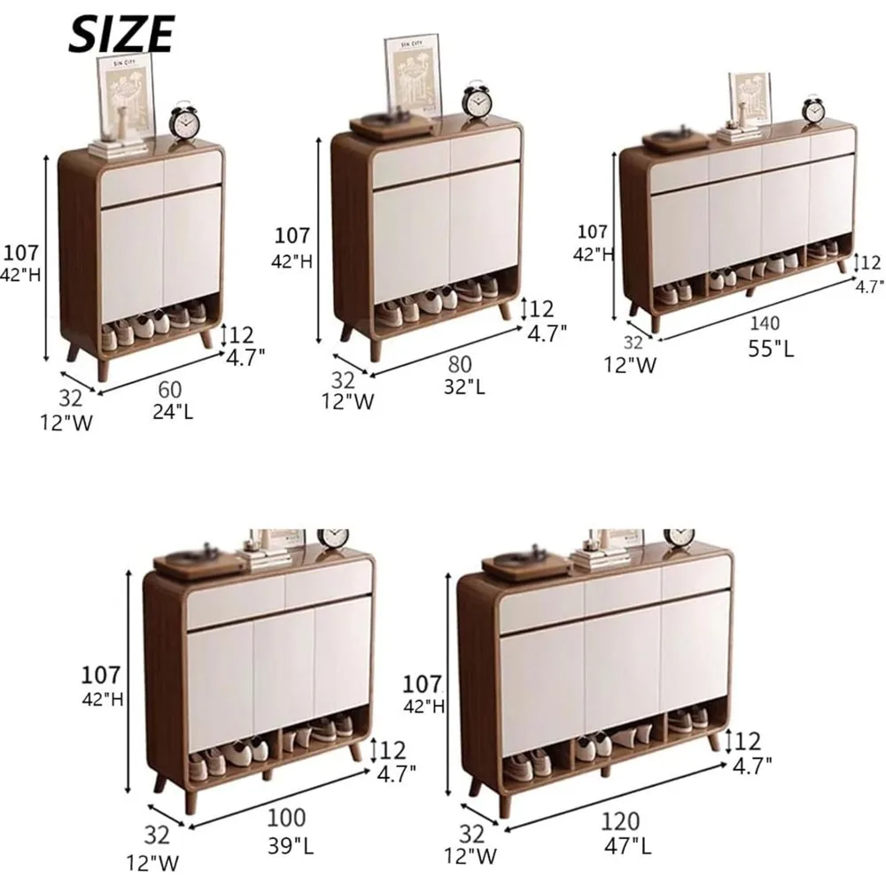 Lemari Sepatu Modern untuk Pintu Masuk: Penyimpanan Berdiri Bebas yang Ditingkatkan dengan Pintu dan Laci untuk Mengatur Sepatu