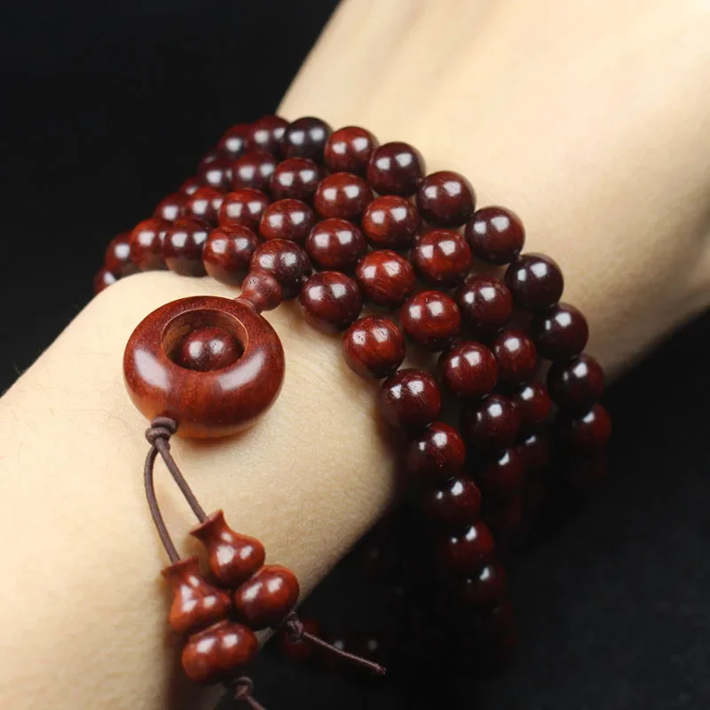 Zambia red sandalwood beads handcrafted blood sandalwood men's and women's handstring bracelet wood handicraft jewelry