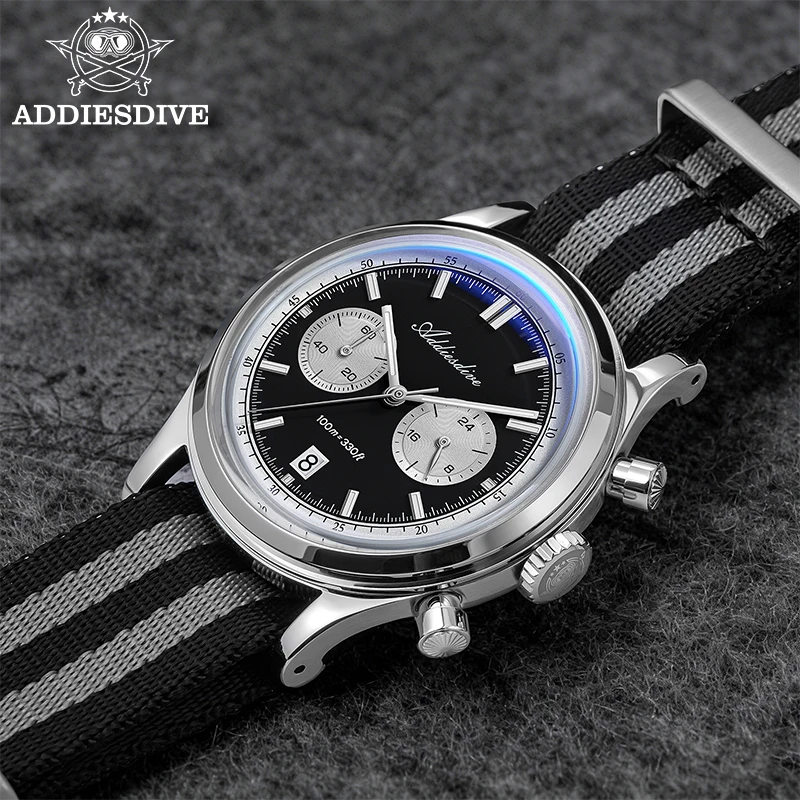 

ADDIESDIVE AD2542 Sport Men's Chronograph Watch Japanese 0S21 Movement 38mm Stainless Steel BGW9 Lume 100M Water Resistant Diver