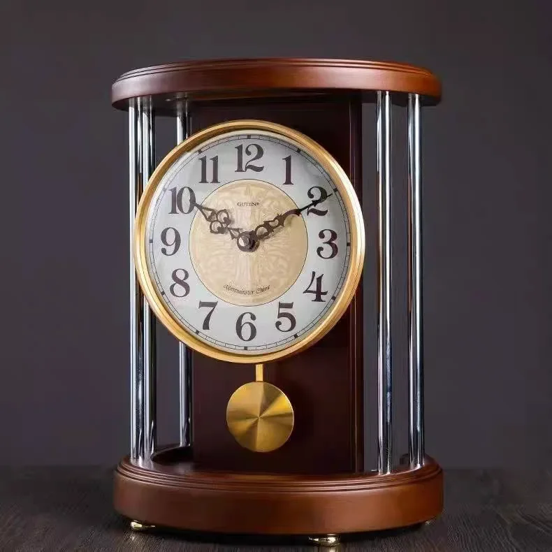 European retro desk clock on the hour, table clock, living room desktop pendulum clock, creative desktop clock, quartz clock