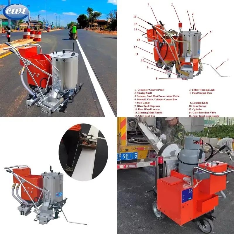 AP01 Hot Sale Hand Push Thermoplastic Road Line Marking Machine with Pump for Crosswalks and Pavement for Easy Use High