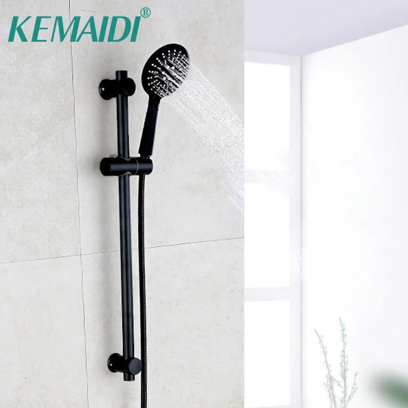 

KEMAIDI Hand Held Shower Head with Slide Bar Matte Black Brass Shower Slide Bar Handheld Spray Shower Wand Holder