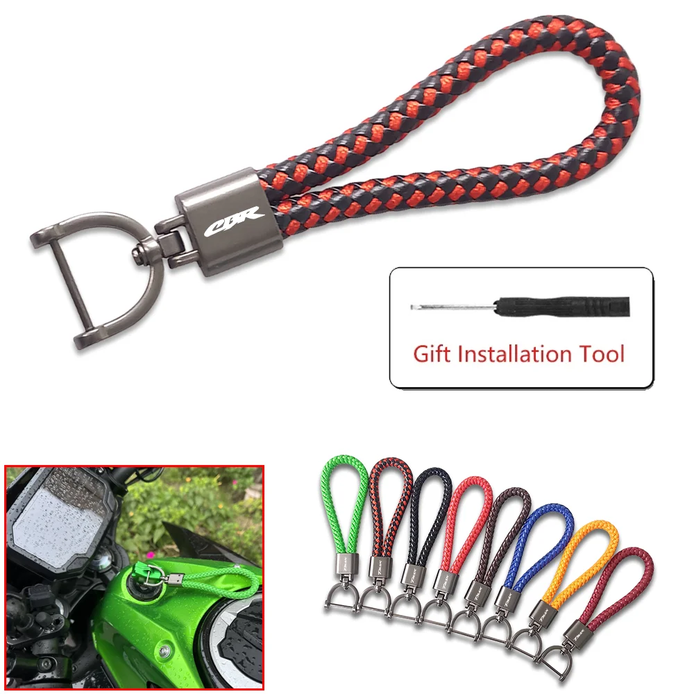 For HONDA CBR650R CBR600RR CBR1000RR CBR500R CBR 650R 600RR 1000RR 250RR Custom Metal Keychain Motorcycle Braided Rope Keyring