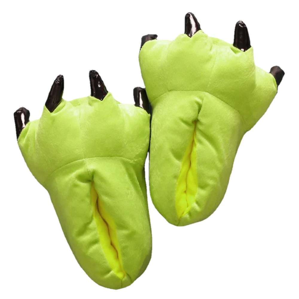 2023 Winter Warm Soft Indoor Floor Slippers Women Men Children Shoes Paw Funny Animal Christmas Monster Dinosaur Claw Plush Home