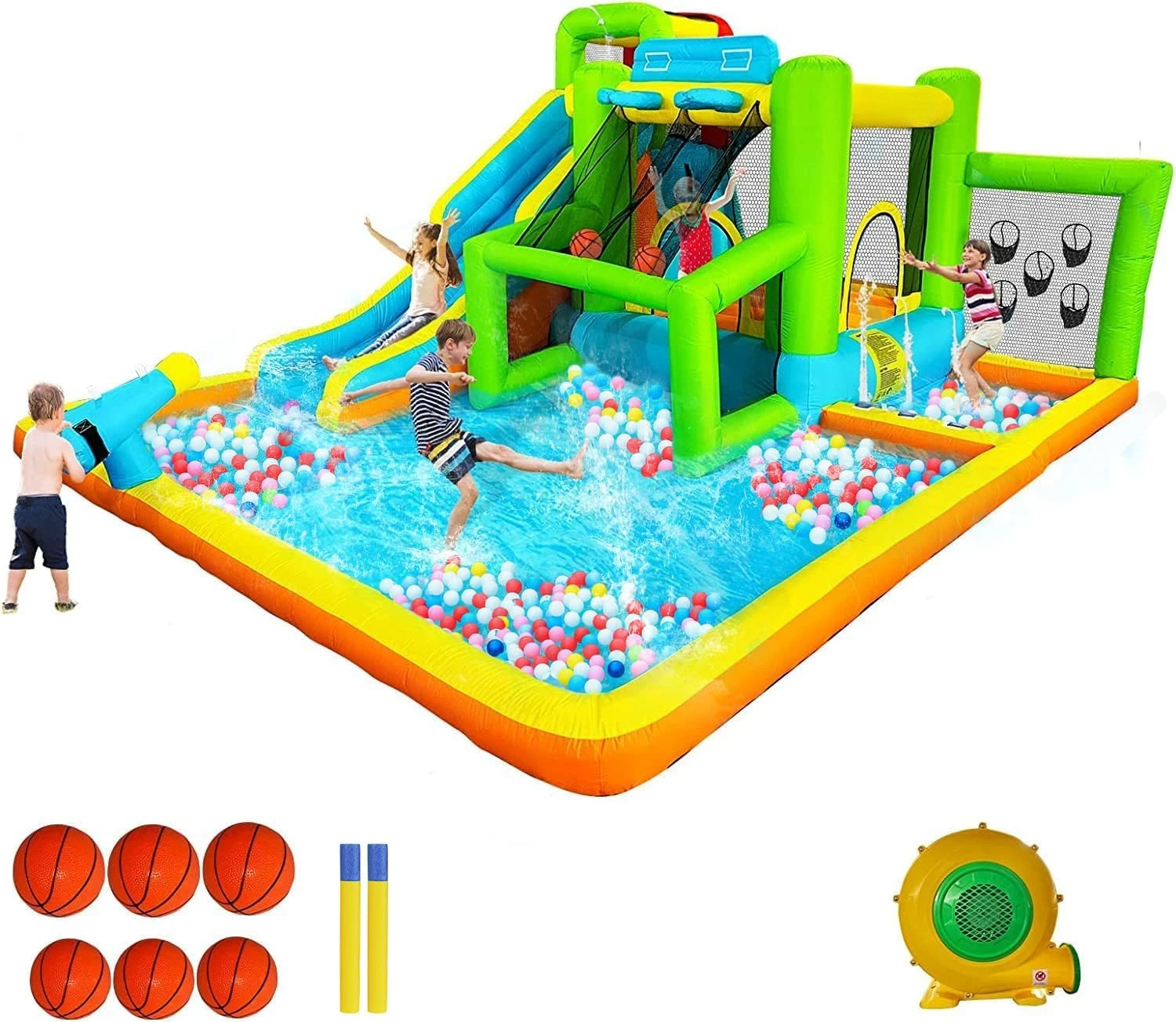 Inflatable Bounce House Water Slide, 9 in 1 Bounce House for Kids Indoor Outdoor Bouncy House with 550W BloweR