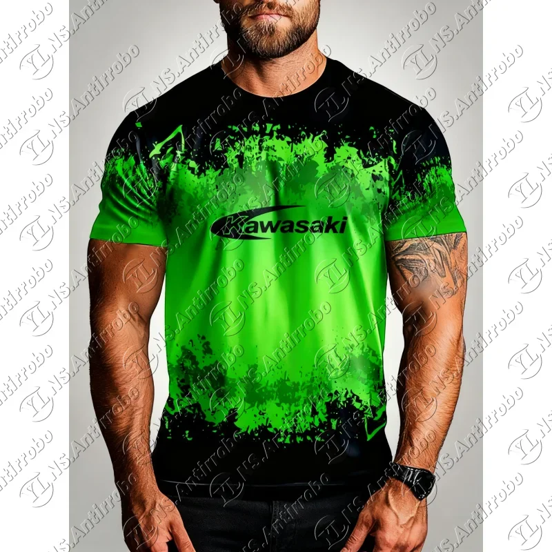 

26 Summer Kawasaki Men's Quick-drying T-shirt High-quality Sports Breathable Moto Short-sleeved Comfortable Casual Beach T-shirt