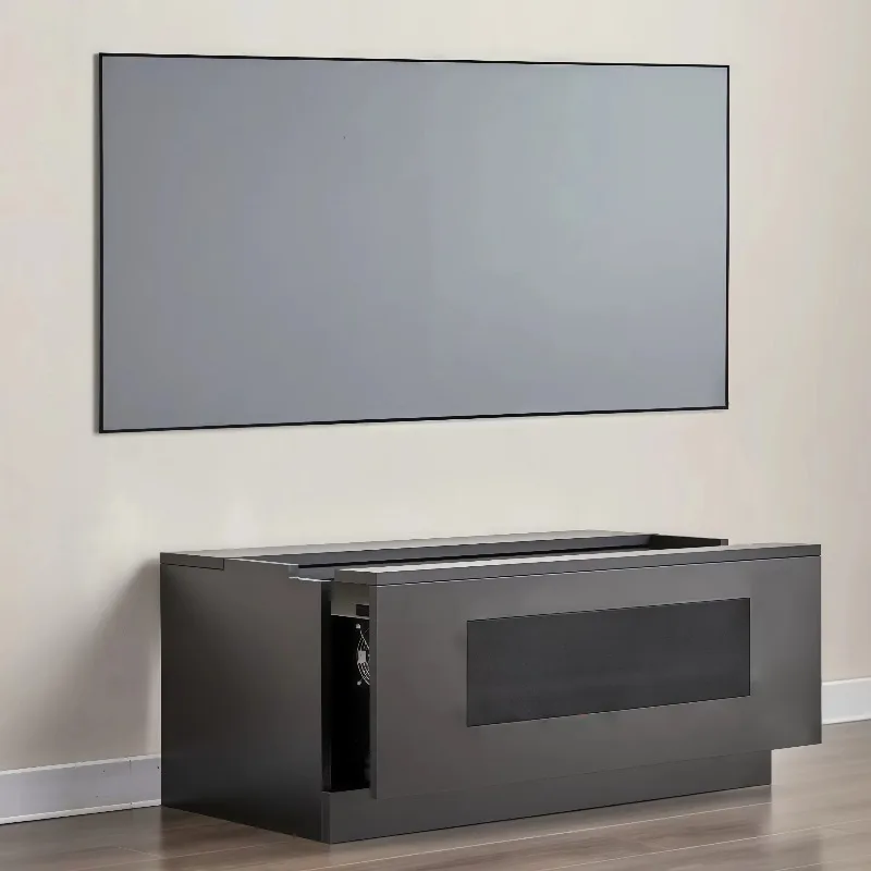 Electric telescopic cabinet type laser TV cabinet with ultra-short focal length translation tilt memory function