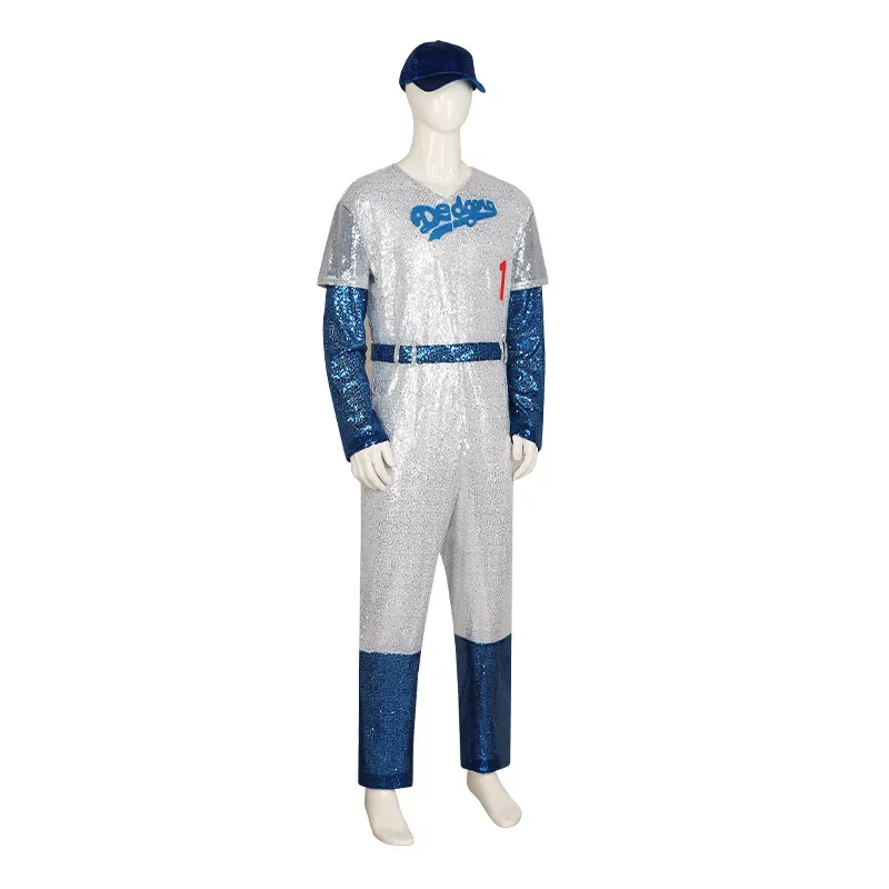 Rocketman Elton John Dodgers Costume for Deluxe Men Baseball Uniform Cosplay Costume Halloween Carnival Suit