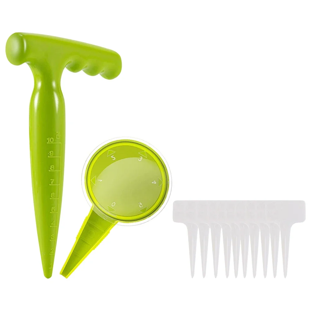 Soil Puncher Fluorescent Green Sower Tool Precise Sowing Position Comfortable Handle Potting And Transplanting For Garden Plants