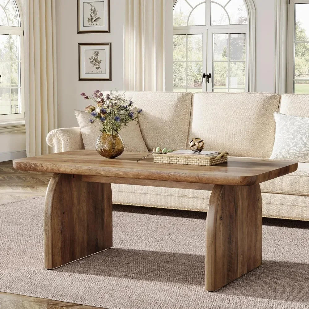 

Rectangle Coffee Table,47-Inch Wood Rectangular Living Room Table, Cocktail Tea Table with Sturdy Base