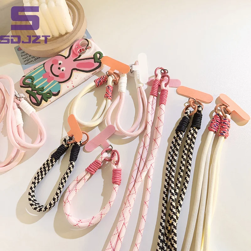 Stylish Nylon Phone Lanyard Universal Phone Accessories Keychain Phone Wrist Straps Candy Colors Simple Phone Case Strap Card