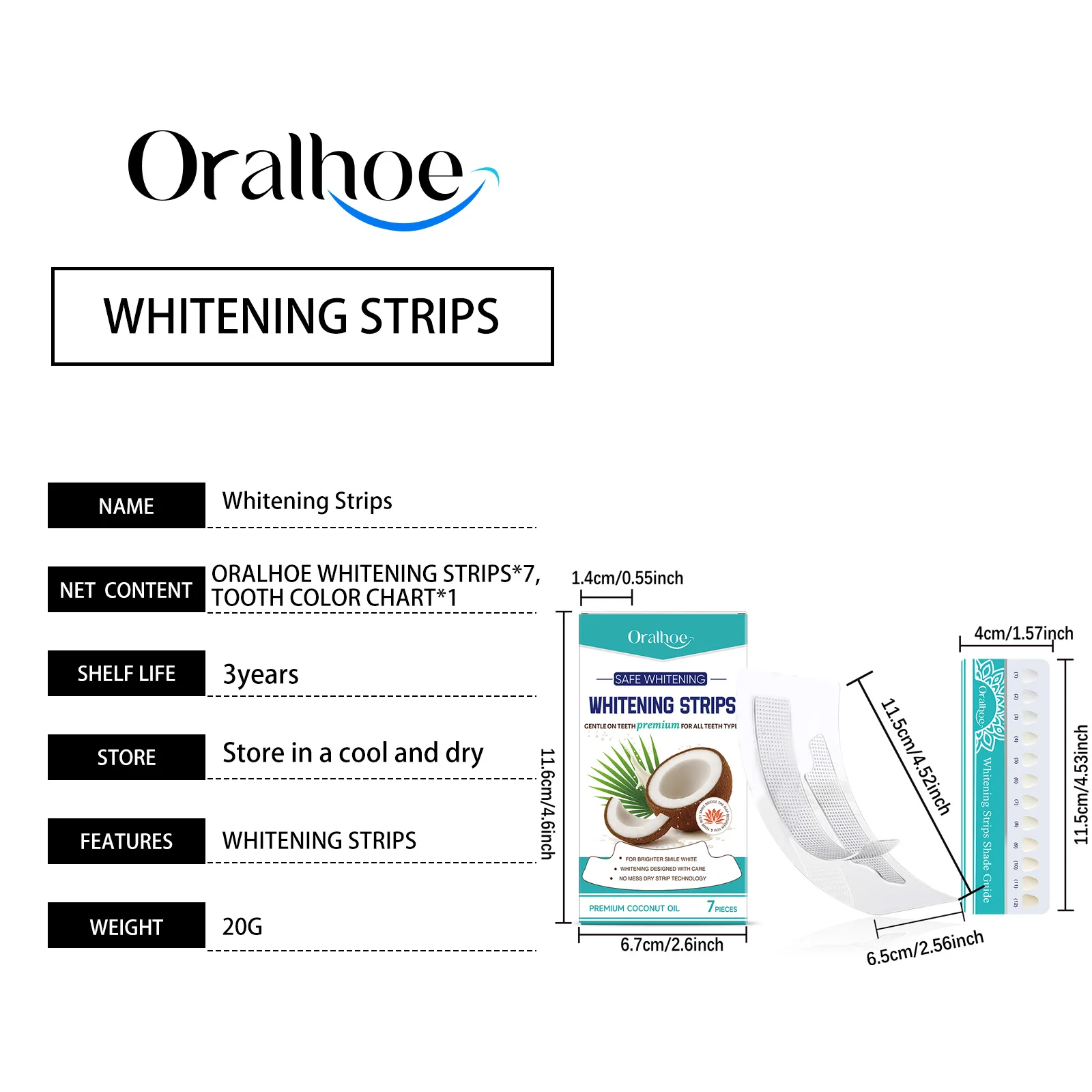 Oralhoe Teeth Whitening Strips Stain Removal Long-Lasting Brightening Fresh Breath Dental Brightening Strips for All Teeth Types