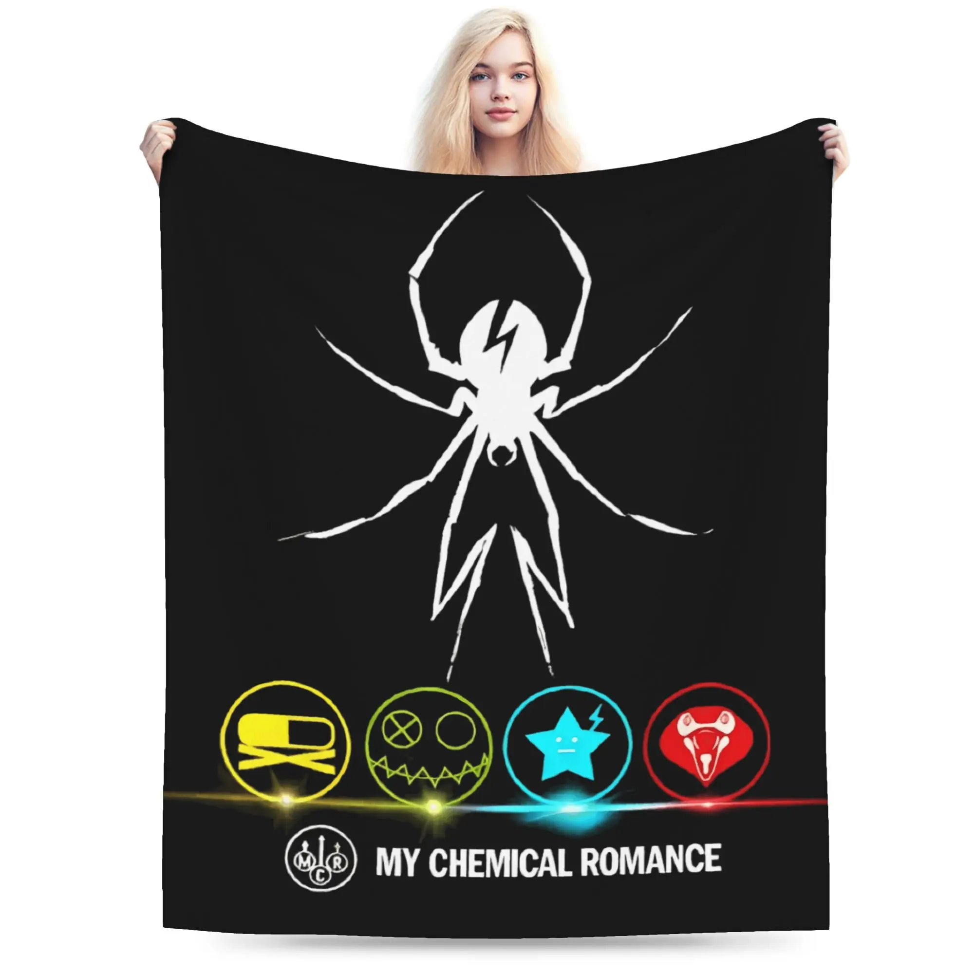 My Chemical Romance Danger Days Spider Blanket  Warm Soft Plush Bedding Throws For Couch Chair Bed Flannel Bedspread Bed Cover