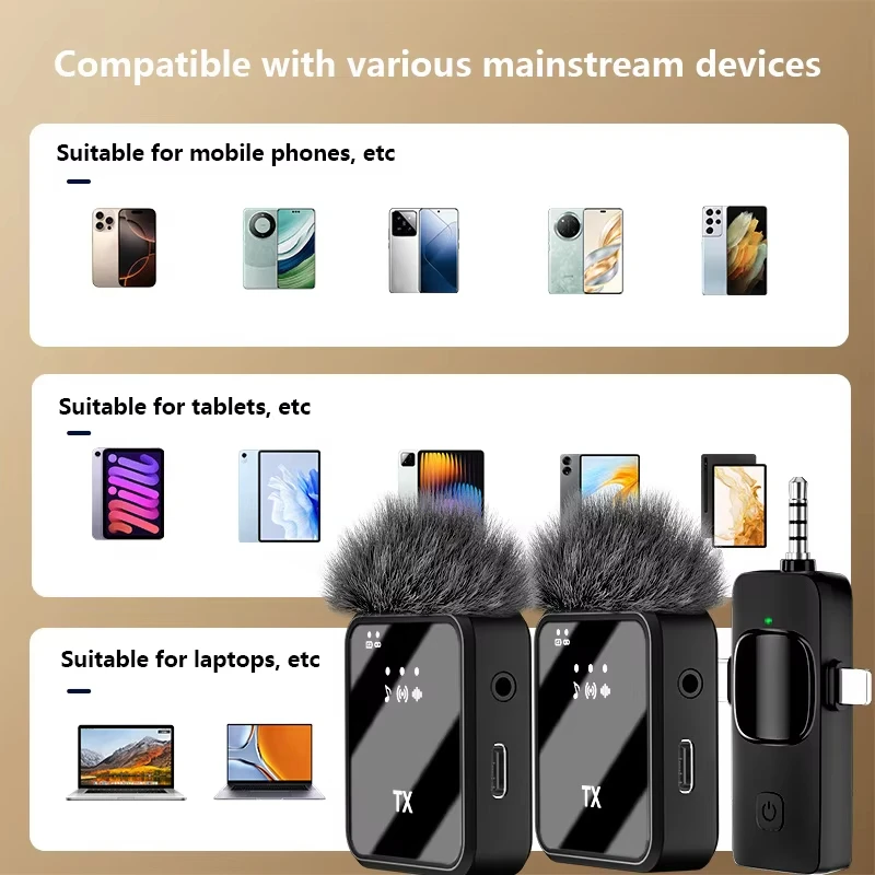 ميكروفون Xiaomi اللاسلكي Lavalier لهاتف iPhone وAndroid وميكروفون ريفيرب وصوت وتسجيل الفيديو وبودكاست ومشبك للحد من الضوضاء